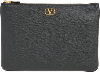 Valentino Garavani Medium VLOGO Leather Pouch in Black at Nordstrom