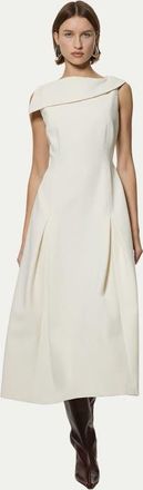 Karen Millen Asymmetric Neck Tailored Dress in Ivory at Nordstrom, Size 10