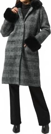 Joseph Ribkoff Plaid Long Blazer Coat In Black Multi