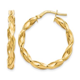 Diamond2Deal 10K Yellow Gold Round Twisted Hoop Earrings