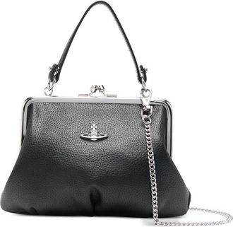 Vivienne Westwood Black Structured Pebbled Leather Chain Wallet