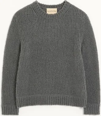 Valentino Valentino pullover in wool and nylon blend with studded leather loop