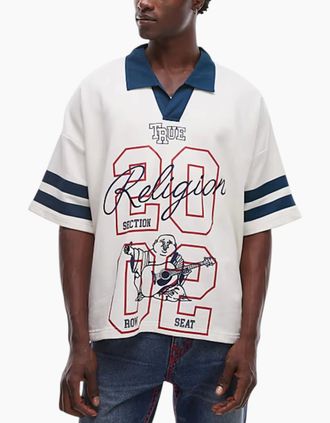 True Religion Mens True Religion Mens Polo Shirts Short Sleeve Top - White - Size: 44