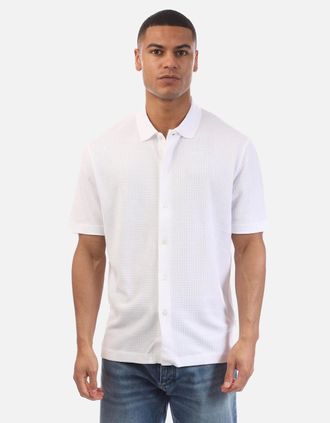 HUGO BOSS Mens C-Palladio 120 Waffle Cotton Shirt - White - Size: 44/Regular