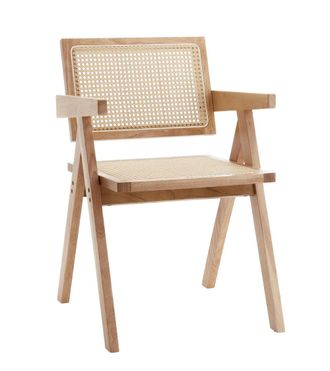 Home Heavenly Pack de 2 sillas de comedor silla sal&oacute;n en madera y rat&aacute;n