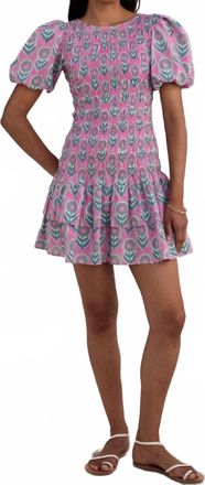 PINK CITY PRINTS Nova Mini Dress In Lilac Buta