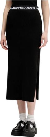 Karl Lagerfeld Mini Straight Skirt - Dames - Midirokken - Zwart - XS - Katoen - Rokken