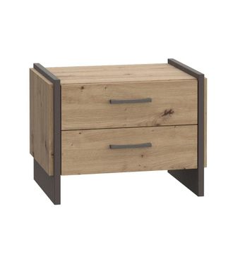 Home Heavenly Home Heavenly - Mesita De Noche Frank De 2 Cajones. 57x54x41 Cm. Mesilla Estilo Industrial De Madera. Color: Roble Artisan-antracita
