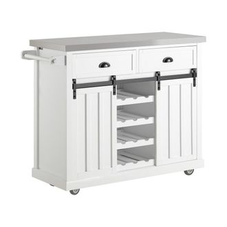 SoBuy Carro de cocina con piso de acero mdf blanco