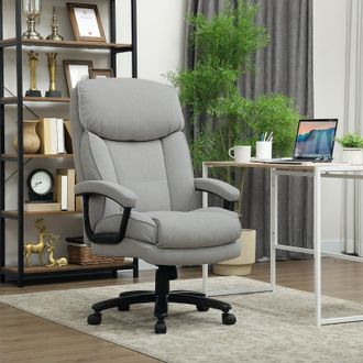 STILVORA Sedia Da Ufficio Ergonomica In Tessuto Di Lino, Altezza Regolabile, Ruote Girevoli, Grigio Chiaro