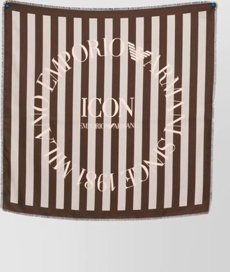 Emporio Armani silk foulard striped design fringed edges
