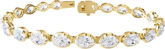 Diamond2Deal 14k Yellow Gold 11 Carat Oval Cut Lab Grown Diamond fancy Tennis Bracelet 7 VVS-VS, E-F