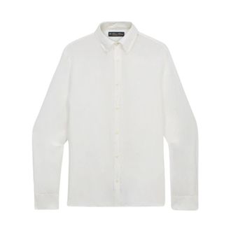 Brooks Brothers Slim Fit Linnen Overhemd met Button Down Kraag - Heren - Casual Overhemden - Wit - XL - Linnen - Overhemden