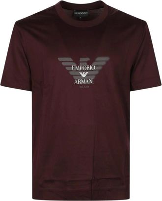 Emporio Armani Graffiti Eagle Logo Print T-shirt - Heren - Tops - Bruin - Maat: M Katoen