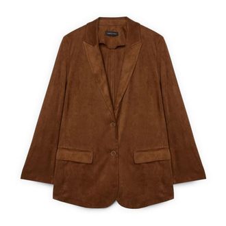 Fiorella Rubino Jassen, Dames, Bruin, 3Xl, Leer, Blazer van zachte stof