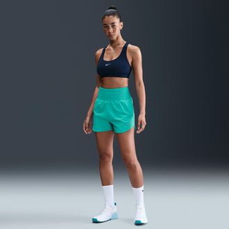 Nike Womens One Dri-FIT Ultra High-Waisted 3 Brief-Lined Shorts in Green | DX6642-345
