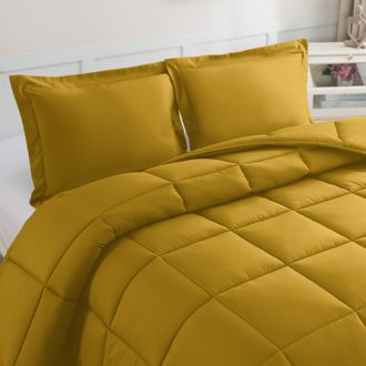 Elegant Comfort 3-Piece Box Stitch Comforter Set with Shams, Duvet Insert