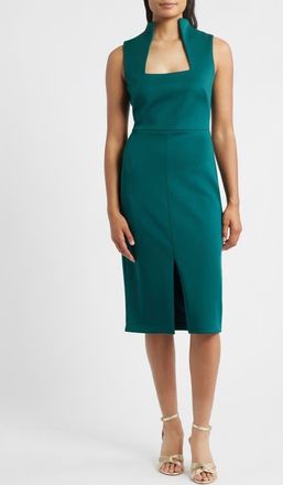 Vince Camuto Laser Cut Scuba Crepe Sheath Dress in Pine at Nordstrom, Size 10