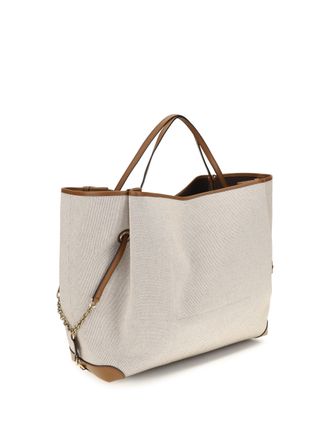 Chlo&eacute; Womens Large Carry Tote Bag Clay Brown Cotton Shoulder