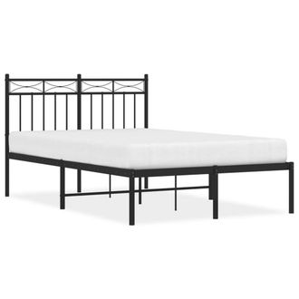Berkfield Home Metal Bed Frame with Headboard Black 120x200 cm | Size: Small Double