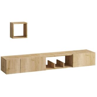 Calicosy Calicosy - Mobile tv sospeso 1 nicchia 3 porte e 1 mensola murale decoro quercia zaffiro L180 cm - Avior
