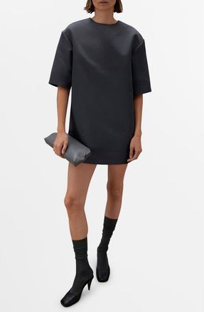Mango Selection Satin Minidress in Charcoal at Nordstrom, Size 10