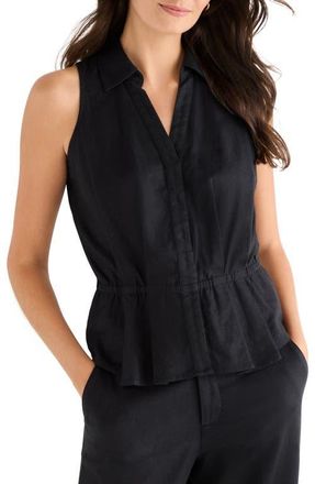 Nic+Zoe Cinch Linen Blend Vest in Black Onyx at Nordstrom, Size Petite P