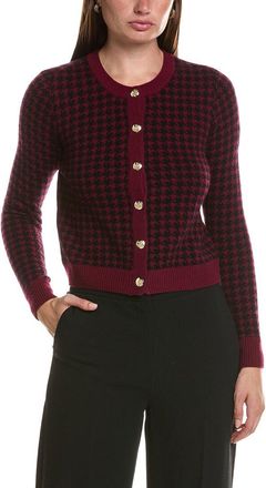 Bruno Magli Houndstooth Crewneck Wool & Cashmere-Blend Cardigan