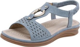 Generic 2026 Women Slippers Womens Summer European And Fashion Open Toed Elastic Sandals Lightweight Retro (Navy, 4.5)