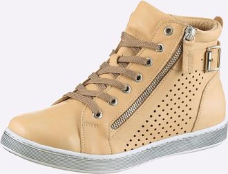 Andrea Conti Schn&uuml;rstiefelette ANDREA CONTI, Damen, Gr. 36, camel, Glattleder, Leder, Rindsleder, Schuhe Schn&uuml;rstiefelette