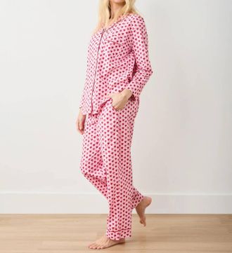 Printfresh Long Sleeve Pajama Set In Pink Macaron