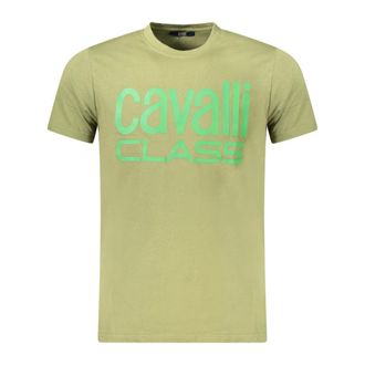Cavalli T-Shirts, male, Green, Size: 2XL T-Shirt With Print And Logo