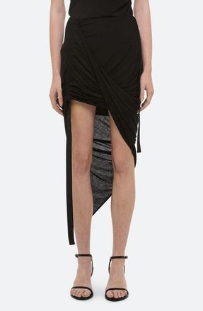 Helmut Lang Wind Asymmetric Jersey Skirt in Black at Nordstrom, Size Large