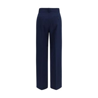 Max Mara Stretch Wool Palazzo Trousers - Navy