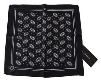 Dolce & Gabbana Zwart Pattered Square Scarf Silk Heren zakdoek