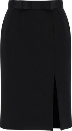 Dolce & Gabbana Elegante Satijnen Taille Potloodrok - Dames - Midirokken - Zwart - L - Satijn - Rokken