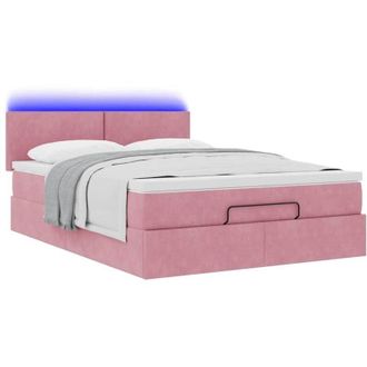 vidaXL Estructura Cama Otomana Colch&oacute;n Terciopelo Rosa 140x200cm Vidaxl
