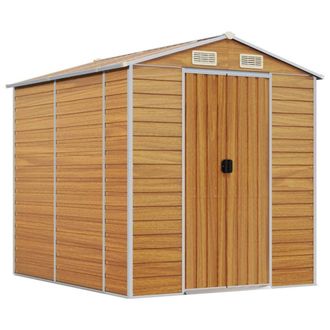 Berkfield Home Garden Shed Light Brown 191x215x198 cm Galvanised Steel | Size: 191 x 215 x 198 cm