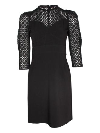 Sandro Emila lace-trimmed quarter-sleeve dress - women - Polyester - S - Black