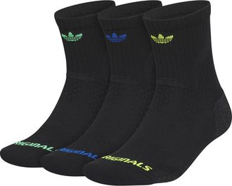 adidas Assorted 3-Pack Originals Tech Socks in Black/Screaming Green/Blue at Nordstrom, Size Large