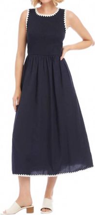 Karen Kane Sleeveless Edge Stitch Contrast Midi Dress In Navy