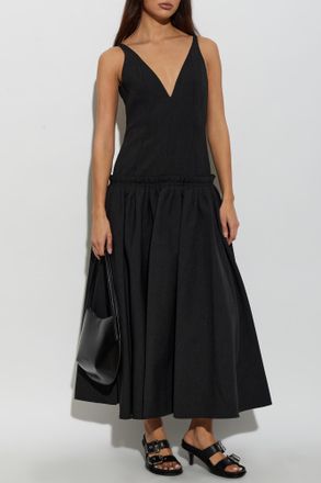 Ami Dress With A Flared Hem, Womens, Black