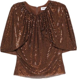 Self Portrait Sequin-embellished Gathered Top