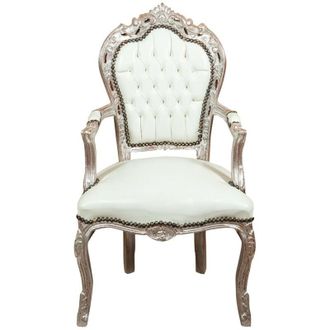 Biscottini International Biscottini - Wooden kitchen chair Dining room chair 60x105x60 cm Padded chair Chairs with armrests Living room armchairs Baroque style