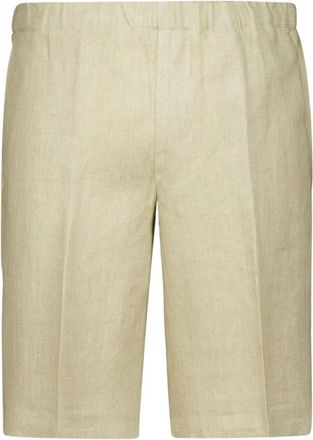 PIACENZA 1733 Piacenza 1733, Korte Broeken, Heren, Beige, S, Linnen, Linnen Bermuda Shorts