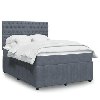 vidaXL Vidaxl - Cama Box Spring Con Colch&oacute;n Terciopelo Gris Oscuro 140x190 Cm