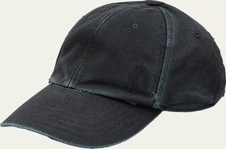 Saint Laurent YSL Washed Denim Baseball Hat