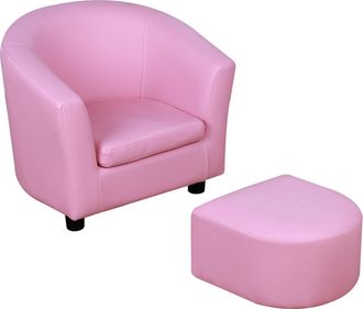 HOMCOM Kids Mini Sofa Children Armchair with Ottoman for Bedroom Playroom Pink | TJ Hughes
