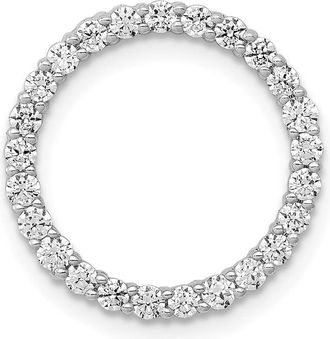 Diamond2Deal 14K White Gold Lab Grown Diamond Circle Pendant (0.5ct, VS, G-H)