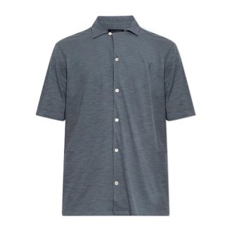 AllSaints Robson Short Sleeve Shirt - Heren - Korte mouwen Overhemden - Blauw - S - Katoen - Overhemden